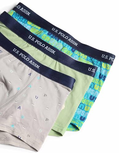 Image of U.S. Polo ASSN. Boys EKT04 Mid Rise Cotton Spandex Trunks - Pack of 3