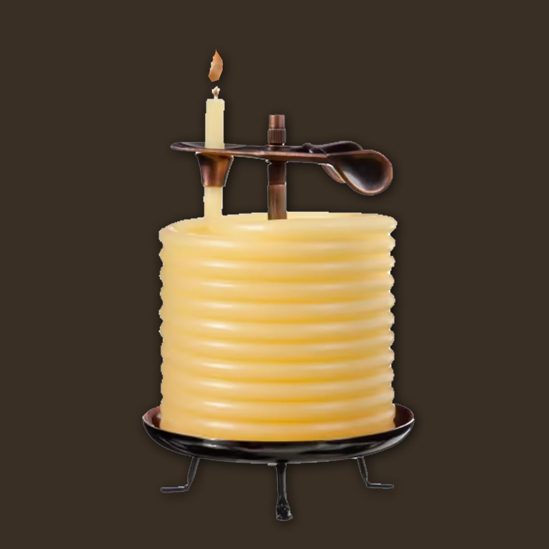 Candle by the Hour Kerze, 144 Stunden Brenndauer, umweltfreundlich aus natürlichem Bienenwachs mit Baumwolldocht, Metall, gelb, Candle