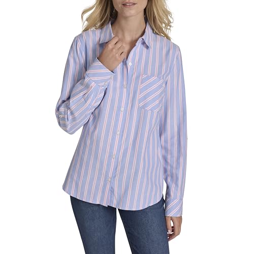 Image of Nautica Women's Button Front Long Sleeve Roll Tab Shirt