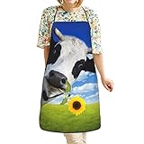 Funny Kitchen Cooking Apron, Funny Cow Apron Adjustable Bib Apron Home Kitchen Chef Cooking Baking...
