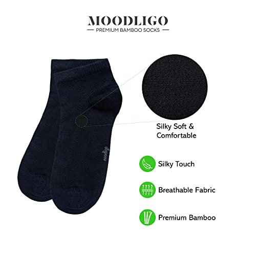Moodligo Premium Bamboo Women Socks | Bootie Socks (6-9) | Multipack 6 Pairs | Black Smoke Navy | Footies & Half Ankle Socks | Hardcase Box | Super Soft | Bamboo Comfortable Fabric|Unisex #TOP2