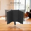 HOMCOM Studio Microphone Isolation Shield, Foldable Adjustable Recording Studio Equipment, 3-Panel High Density Absorbent Foam Shield with 3/8" Threaded Mount, Black #4