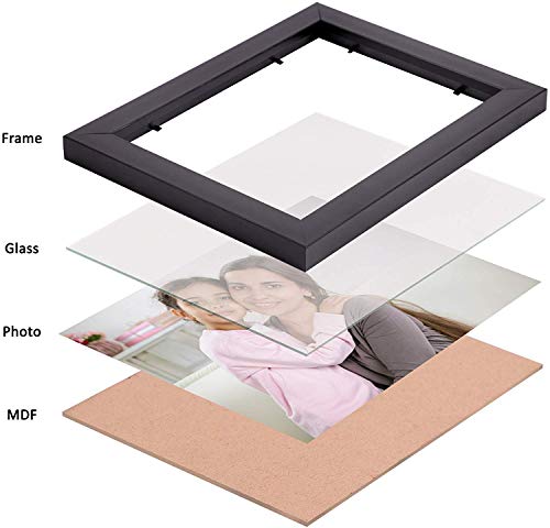 Image of Wood MDF Photo Frame With Glass (Black,9 Photos) Wall Mount, Rectangular, 5 x 7 inches (3 pieces), 4 x 6 inches(6 pieces)