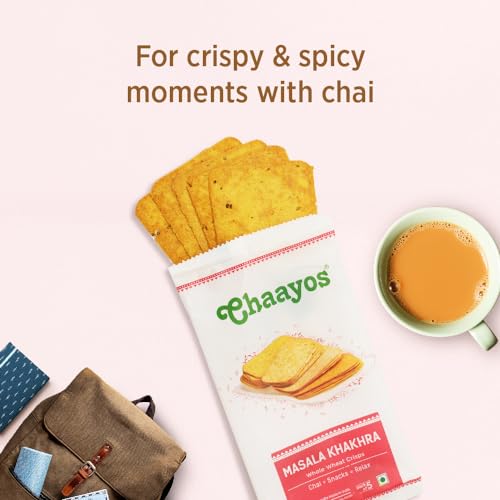 Chaayos Masala Khakhra Whole Wheat Crips, travel friendly Snacks, tea snacks (35 grams x pack of 5)