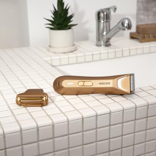 Image of MANSCAPED The Lawn Mower 5.0 Ultra Groin & Body Hair Trimmer - Dual-Head SkinSafe Trimmer & Foil Blades, Waterproof Groomer, USB-C Rechargeable with Travel Case, Men's Ball Shaver, Forged Gold