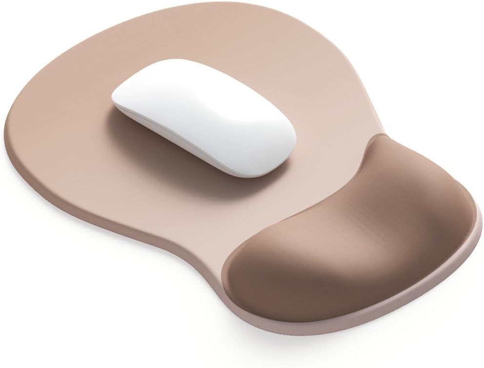 Ergonomisches Mauspad mit Gelkissen Mousepad mit Handauflage Rutschfester Basis Mausmatte mit Handgelenkpolster Handauflage für Computer Laptop (Mocha Sand)
