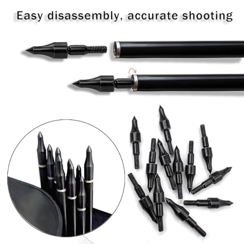 Qoaimu 100 Grain Archery Arrow Field Points Field Tips, High Precision 100 Grain Field Points, Screw-in Bullet Points for 5/16 Inch Arrows Broadheads for Recurve, Compound Bow Crossbow