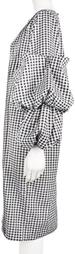 Amazon Co Jp ランダ Randa 18春夏 ボリュームデザインスリーブワンピース チェック 1 服 ファッション小物