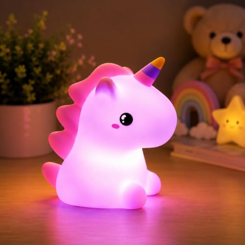 Image of CRAE Unicorn Silicone Night Light for Kids & Babies | Rechargeable LED Bedside Lamp with Touch Control | Cute Unicorn LED Lamp for Bedroom, Study Table & Home Decor. (NL042)