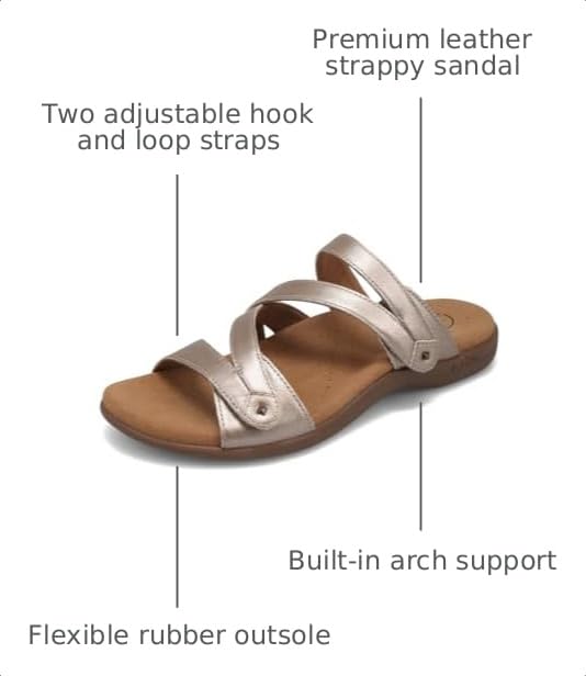 Image of Taos Double U Premium Leather Women's Sandal - Stylish Adjustable Strap Design with Arch Support, Cooling Gel Padding for All-Day Enjoyment and Walking Comfort