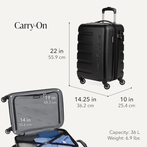 Image of SwissGear 7366, Black, 3-Piece Set (19 /23 /27), Signature Hardside Expandable Luggage With Spinner Wheels