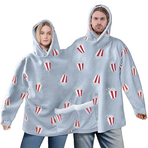 ianjetty Couples Hoodies Pajamas Oversized Matching Onesies Sweatshirts Two Person hoodie with Pocektes (Grey)