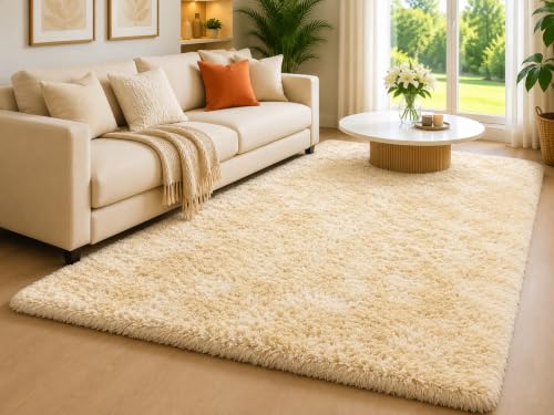 Image of Shaggy Carpet 4x6 Ft for Living Room & Bedroom (Light Mouse)