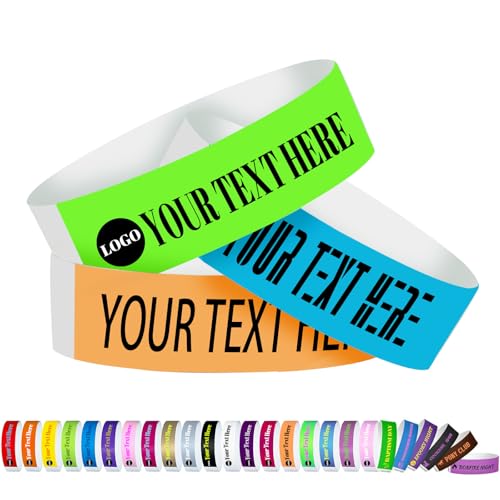 Solarix Bracelets Papier Personnalisés, Texte Ou Logo Sur Mesure, Lot De 100 Unités (19/25 mm), Identification Lors D’Événements, Festivals, Mariages