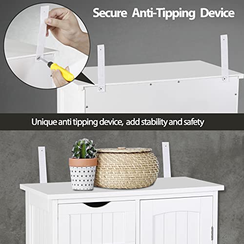 Super Deal Freestanding Bathroom Floor Storage Cabinet With 4 Drawers And Adjustable Shelves thumb #7