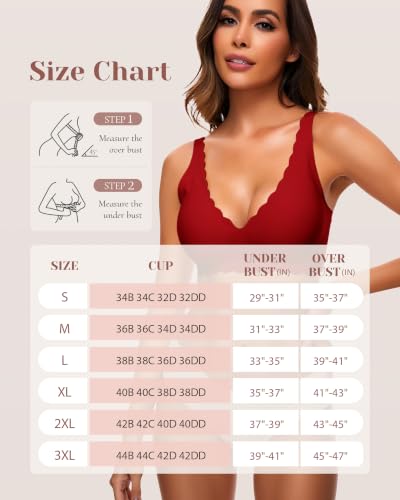 Image of Deep V Petal Bras for Women No Underwire Soft Wireless Bras Comfort Seamless Bralettes with Extender