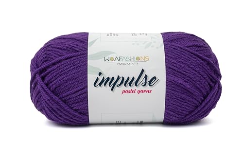 Image of WOAFashions Impulse Hand Knitting & Crochet Yarn, Premium Acrylic, 4 : Medium (Purple) (2x100gms / 3.5oz / 200mtr / 218yds)