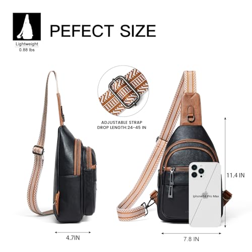 Leresas Sling Bag for Women Crossbody Bags Fanny Pack Sling Purse Backpack Over Shoulder Bag Vegan Leather Travel Brown/Black - image 4