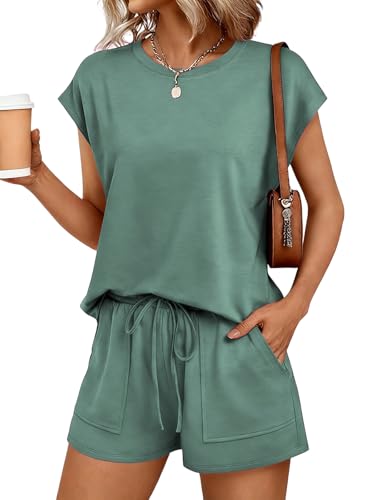 Ensemble femme été chic deux pièces avec short confortable et haut col rond sans manches