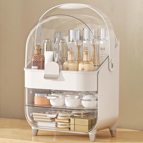 Anylady Makeup Organizer Countertop, Skincare Holder Bathroom Counter Organizer, Storage Box Cosmetic Display Cases, Teen Girl Gifts Make up Organizers for Vanity, Dresser (Sliver)