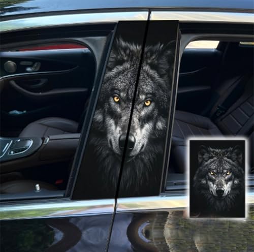 Image of 2pcs /1set Car B Pillar Sticker Decal Upgraded Vinyl Car Decals Body Side Stickers,Wolf Graphics Scratch Cover Large Sticker for Car Auto Van SUVs Trucks 19.6'' (Black 1)