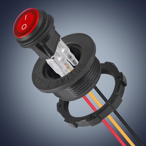 DWEII 4PCS Round Rocker Switch 12V 20A with Shell 12V LED Rocker Toggle Switch Lighted ON Off SPST 3 Pin Rocker Switch 12 Volt Waterproof for Automotive Car Boat