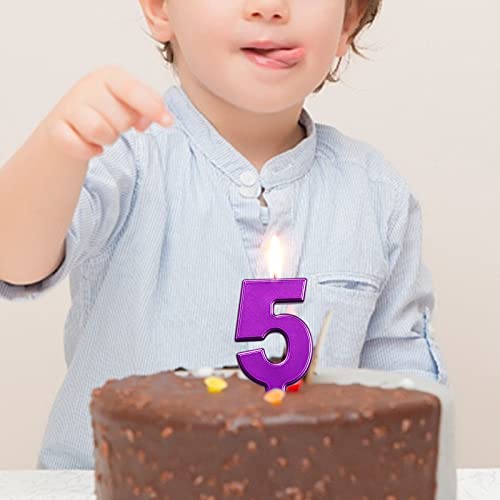 Derventa Birthday Candles Big Numbers Purple 3.7 Inch Party Cake Topper 1 Piece (Number 8 Purple) #TOP4