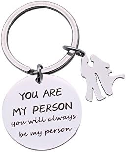 DYbaby 2Pcs Puzzle Keychains Set - You are My Person Stainless Steel Heart Pendant Keychain Set (Disc Keychain)