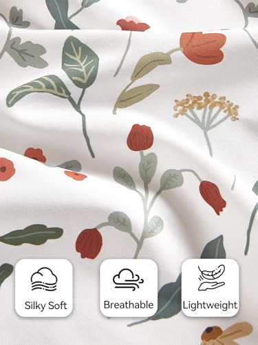 Image of TILLYOU Mini Crib Sheets Fitted 2 Pack, Pack and Play Sheets for Toddler Mattress, Soft and Breathable 38 inchx 24 inch Pack n Play Mattresses Cover, Forest Floral