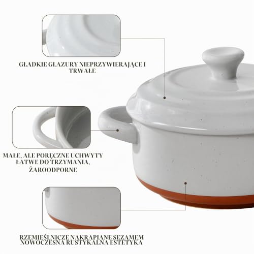 MALACASA Seria TARA Mini Cocotte Set, szary