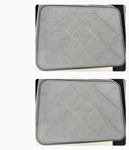 KitchenRaku klappbare Abtropfmatte Geschirr , Schnelltrocknend Kieselgur Abtropfmatte für Küche (2PCS - Grau Wabenmuster + Silikonhülle, 30x40cm)