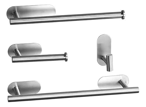 Kit 4 Suportes Banheiro Inox304 Lavabo Aço Escovado Sem Furo (Prateado)
