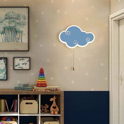 Lámpara de pared de la nube con interruptor de tirador para evitar miedos nocturnos infantiles 4