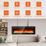 Aptliton 127cm Electric Fireplace, Wall Mounted/Recessed/Freestanding Fireplace with 3D Fire 12 Flame Colours, 900W/1800W Heater with Remote & Crystal/Log Set, Black - Image 5