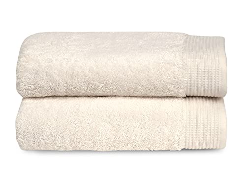 TowelSelections Organic Cotton Luxury Towels, Soft Absorbent 100% Organic Turkish Cotton, Ivory, 2 Bath Towels