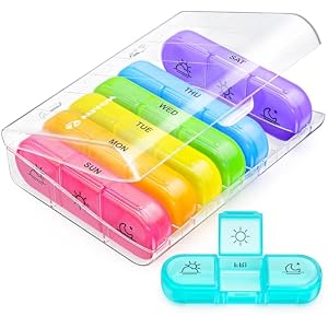 AUVON Weekly Pill Organizer 3 Times a Day, Color-Coded for Easy Tracking | Large 7 Day Pill Box 3 Times a Day, Portable Pill Case for Medication, Vitamins, Fish Oil and Supplements, Dual Protection