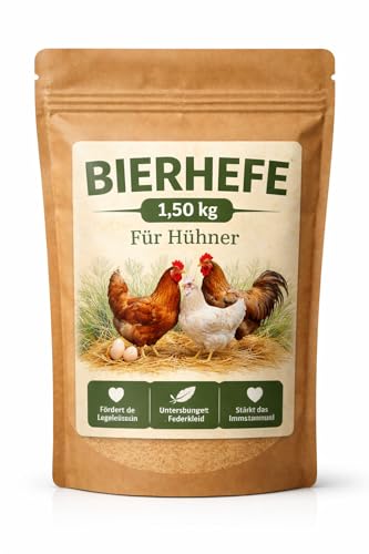 HÜHNER Land Hühnerhefe Bierhefe für Hühner & Geflügel 1 5kg Futterergänzung mit B-Vitaminen Mineralien Spurenelemente & Aminosäuren Ohne Zusätze Hühnerfutter