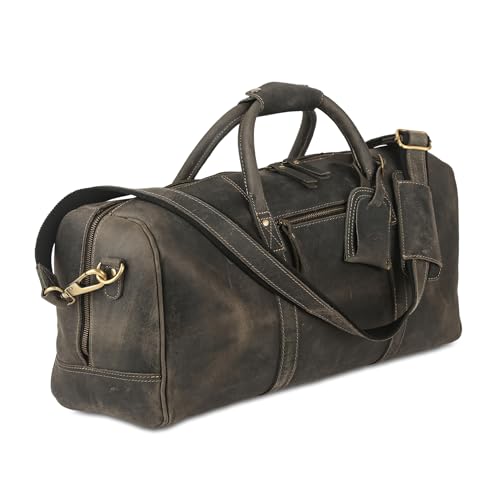 Image of KomalC 24 Inch Leather Travel Duffle Bag for Men & Women, Weekend Gym Bag