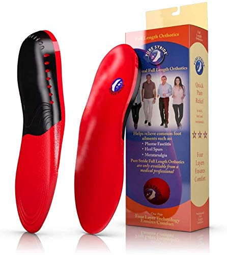 Pure Stride Foot Orthotics Insoles for Plantar Fasciitis, Metatarsal and Heel Spurs - Arch Support Insoles - 3/4 Length-M 5-6.5/W 7-8.5