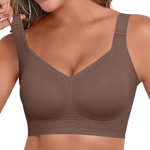 Image of Womens 2025 Seamless Wireless Supportive Bra Push Up Comfort Soft No Underwire Full Coverage T-Shirt Bras (M-4XL)