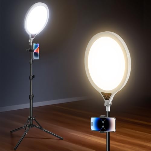 Anneau lumineux pour iPhone de 35,6 cm avec trépied réglable et support téléphone