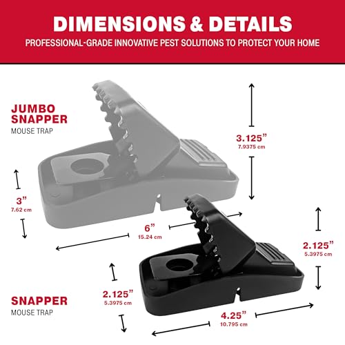 Catchmaster Snapper Mouse Traps 6-Pk, Mouse Traps Indoor for Home, Reusable Rodent Killer for House, Outdoor Critter Catcher, Eco Friendly Pest Control for Garage, Basement, & Kitchen