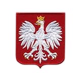 Patchion Polen/Polnisches Wappen – Medium – schwarzer Klettverschluss kompatibel mit Klettverschluss – bestickter Aufnäher/Abzeichen/Emblem