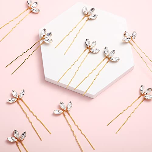 10 Pieces Crystal Wedding Hair Pins Rhinestone Bridal Hair Clips Pins For Bride Bridesmaids Women (Gold) #TOP5
