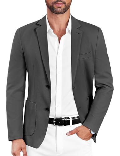 COOFANDY Mens Casual Blazer Suit Jacket Slim Fit Fashion Lightweight Sport Coats, Dark Grey, Large