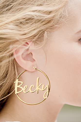 Victoria Personalized Gold Hoop Earrings For Women Teen Girls Unique Birthday Mother's Day Thanksgiving Day Christmas Gifts For Best Friend Mom Sister Trendy Name Jewelry Gifts For Her #TOP1
