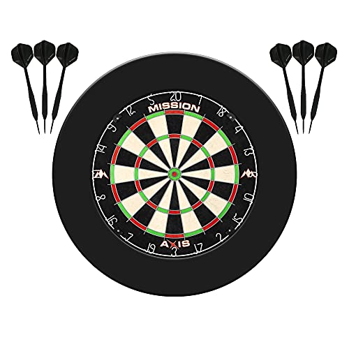 Mission Darts SU082 Axis Home Center | Darts und Dartscheibe Komplettpaket inkl. Surround und Oche mit 2 Sets Darts, schwarz