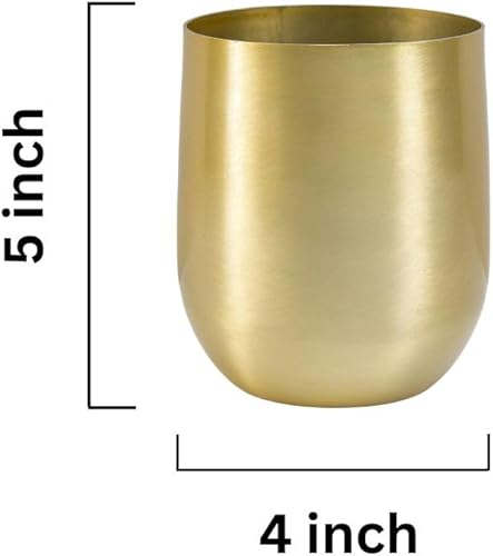 Miniatura 5 de Serene Spaces Living Jarrón de aluminio con aspecto de latón, detalles decorativos de latón, uso como maceta de latón para plantas, jarrón dorado