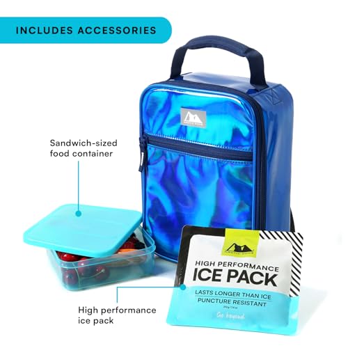 Image of Arctic Zone Chrome Kids Lunch Box Combo with Ice Pack, Midnight | Kids lunch box with reusable gel ice pack and sandwich container, 2 compartment insulated cooler for school or travel lunch