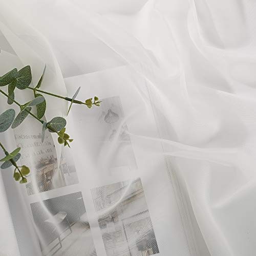 Image of NICETOWN Sheer Window Curtain Drapes for Kitchen, Grommet Voile Sheer Solid Curtain Panels Lightweight & Airy Window Treatment for Flat, Beige, W54 x L54, Sold by 1 Pair